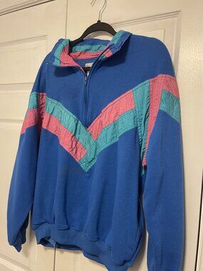 Vintage 80s–Early 90s Colorblock Fleece Pullover XL (Fits Like Men Small)